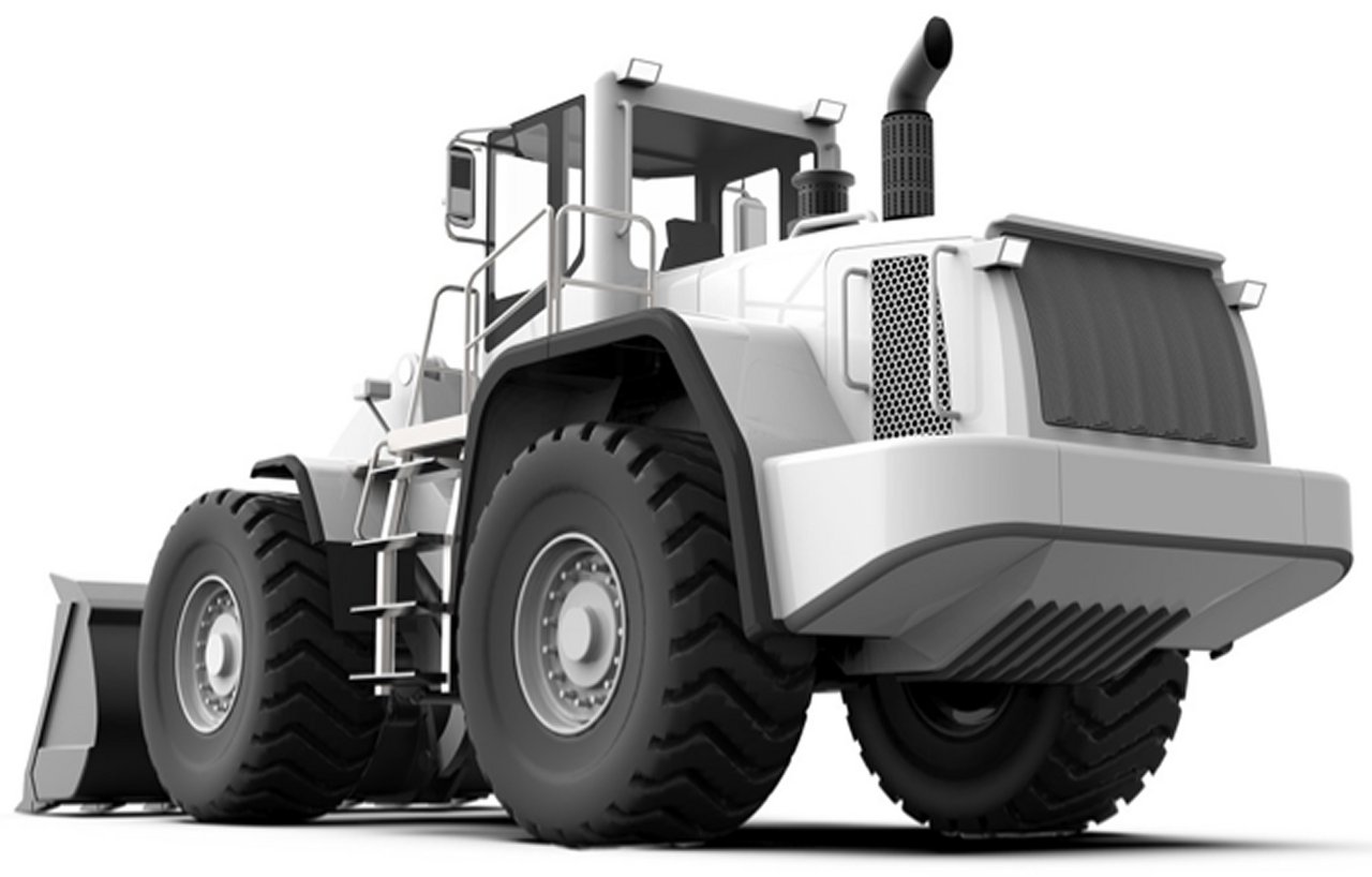 schematische Darstellung einer Baumaschine (Radlader)